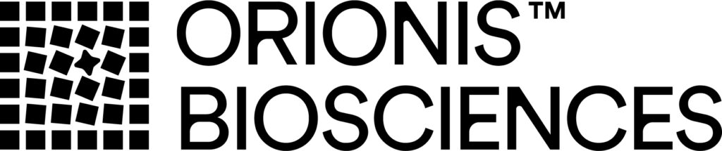 Orionis Biosciences logo with abstract design.